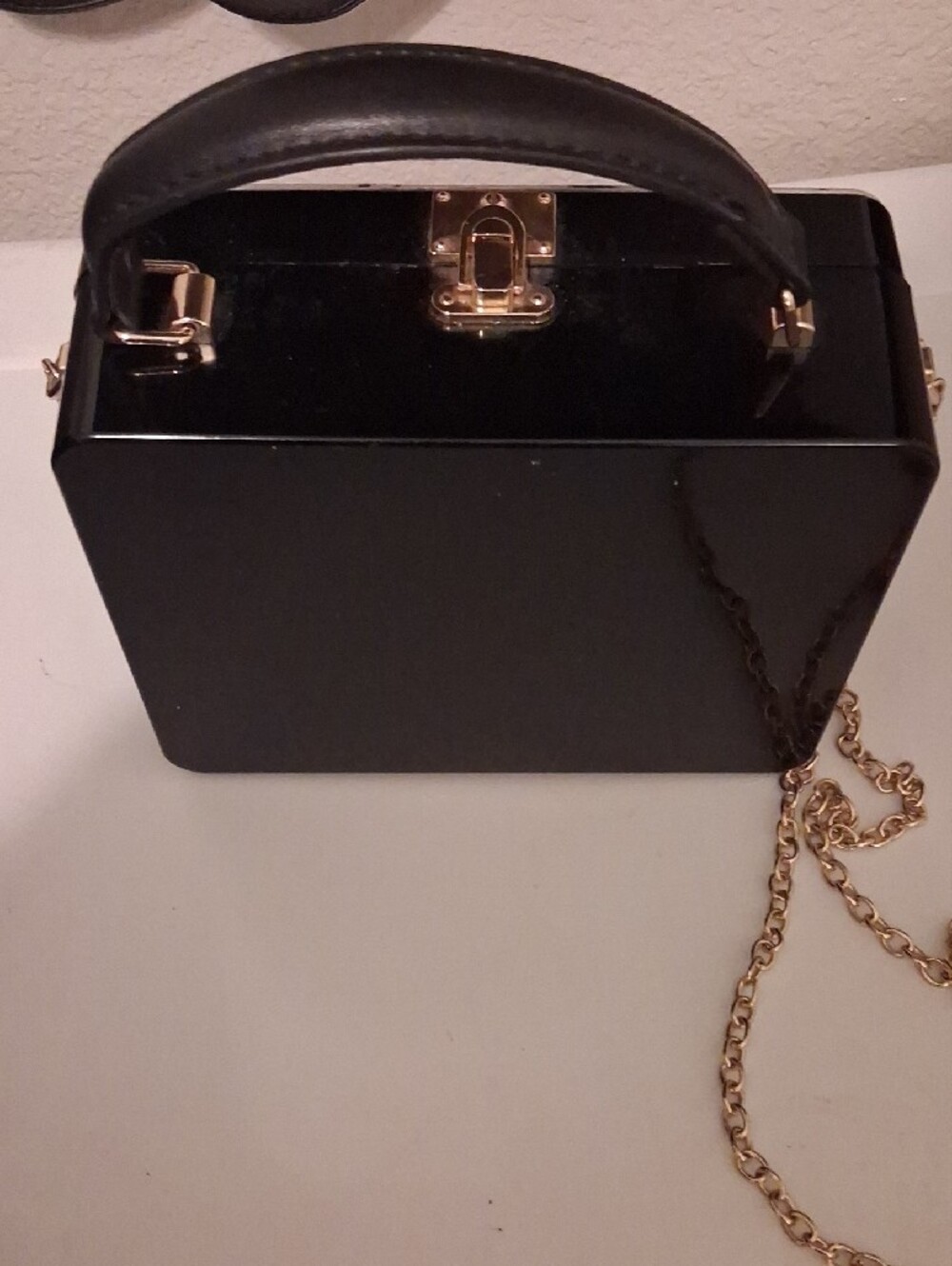 Statement Graphic Box Bag in Black & White with Red Accent - Picture 4 of 5